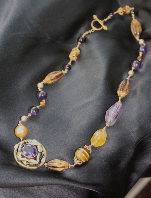 One of my Meredith Haws necklaces with semi-precious stones and tiger's eye.